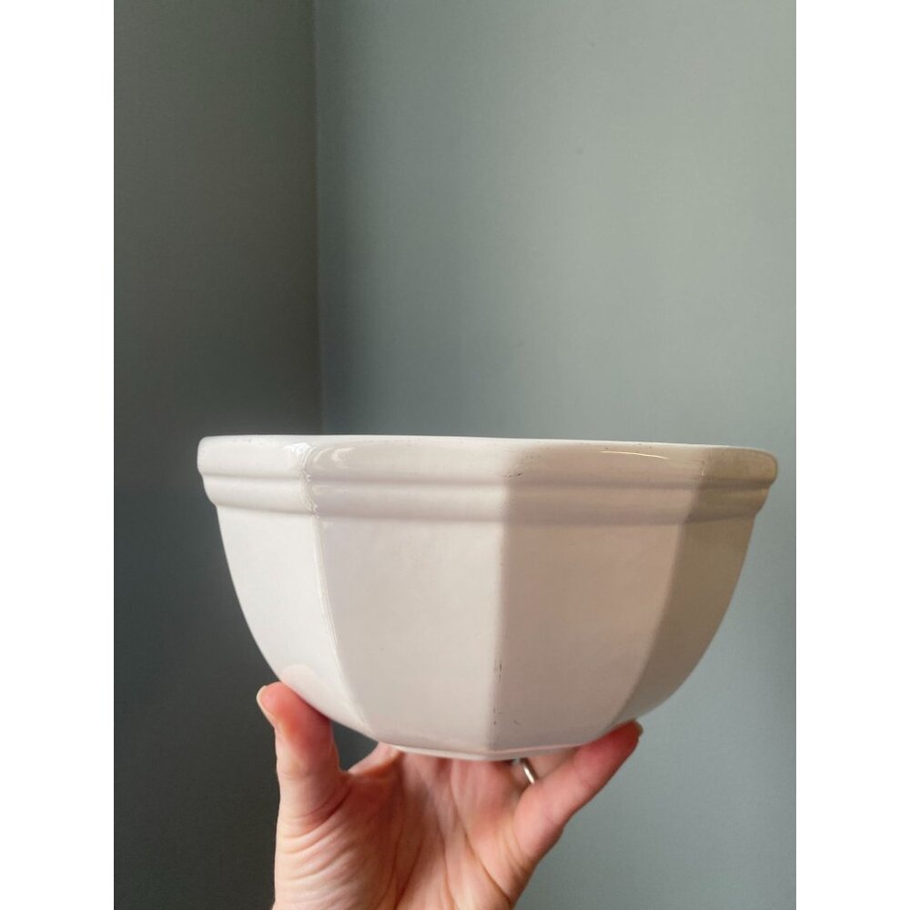 Vintage Pfaltzgraff Heritage White Ceramic Nesting Bowl With Octagonal Design Sm